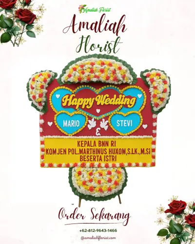 Karangan Papan Bunga Pernikahan di Taktakan